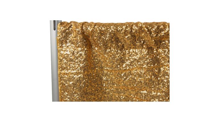 Glitz Sequin 8ft H x 52″ W Drape/Backdrop panel – Gold | Rental Glitz Sequin 8ft H x 52″ W Drape/Backdrop panel – Gold | Rental