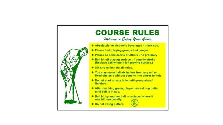 Mini Golf Course Rules Sign | Rental Mini Golf Course Rules Sign | Rental