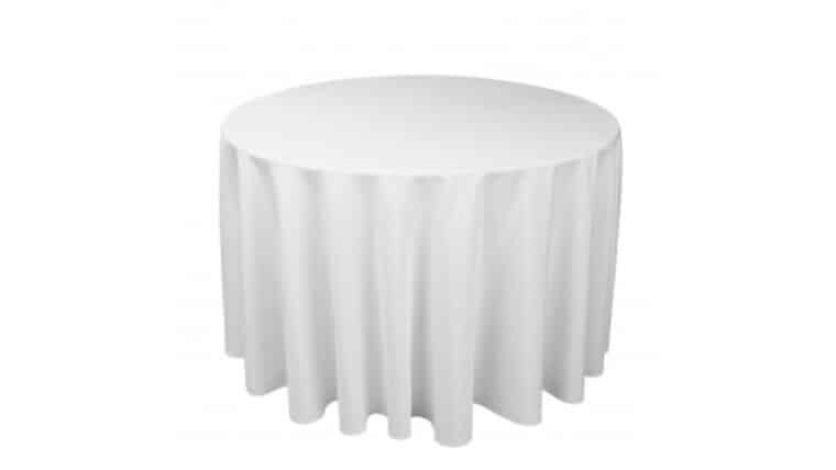 Polyester 120″ Round Tablecloth – White | Rental Polyester 120″ Round Tablecloth – White | Rental