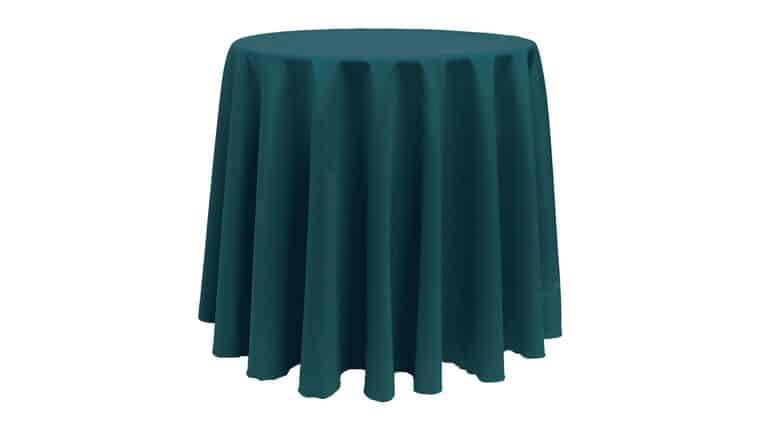 Polyester | 126″ Round Polyester Tablecloth – Teal | Rental Polyester | 126″ Round Polyester Tablecloth – Teal | Rental