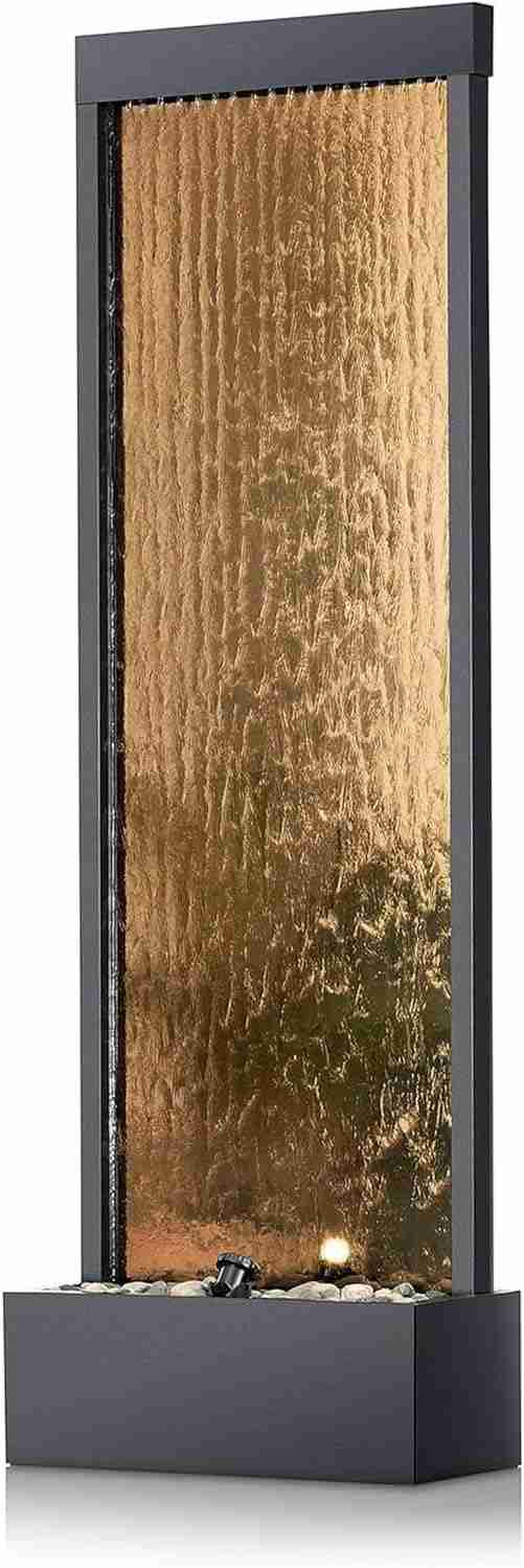 Alpine Corporation | 72″H Indoor/Outdoor Mirror Waterfall Floor Fountain — LED Lights & River Stones — Elegant Bronze Finish for Home, Office, Patio & Entryway Décor : Home & Kitchen | Rental