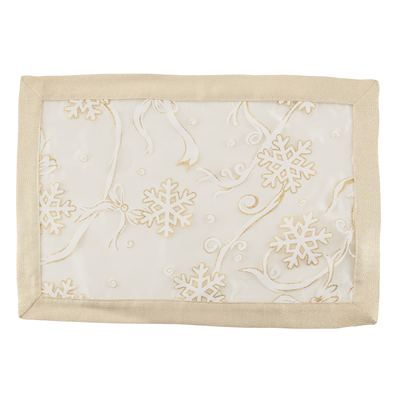 XJ366 Printed Snowflake And Ribbon Placemat | Rental