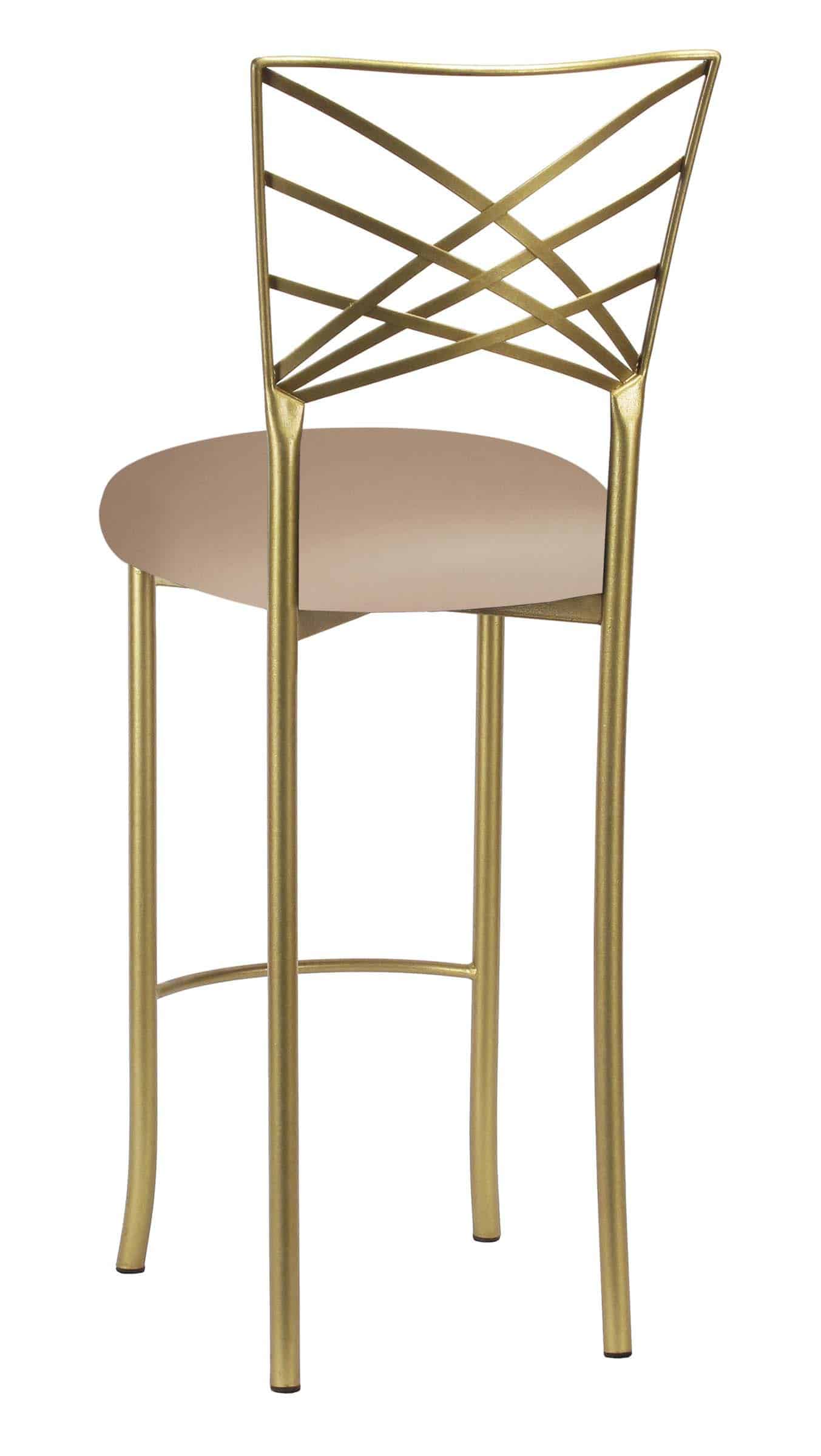 Gold Fanfare Barstool with Cappuccino Stretch Knit Cushion – Chameleon Chair Collection | Rental Gold Fanfare Barstool with Cappuccino Stretch Knit Cushion – Chameleon Chair Collection | Rental