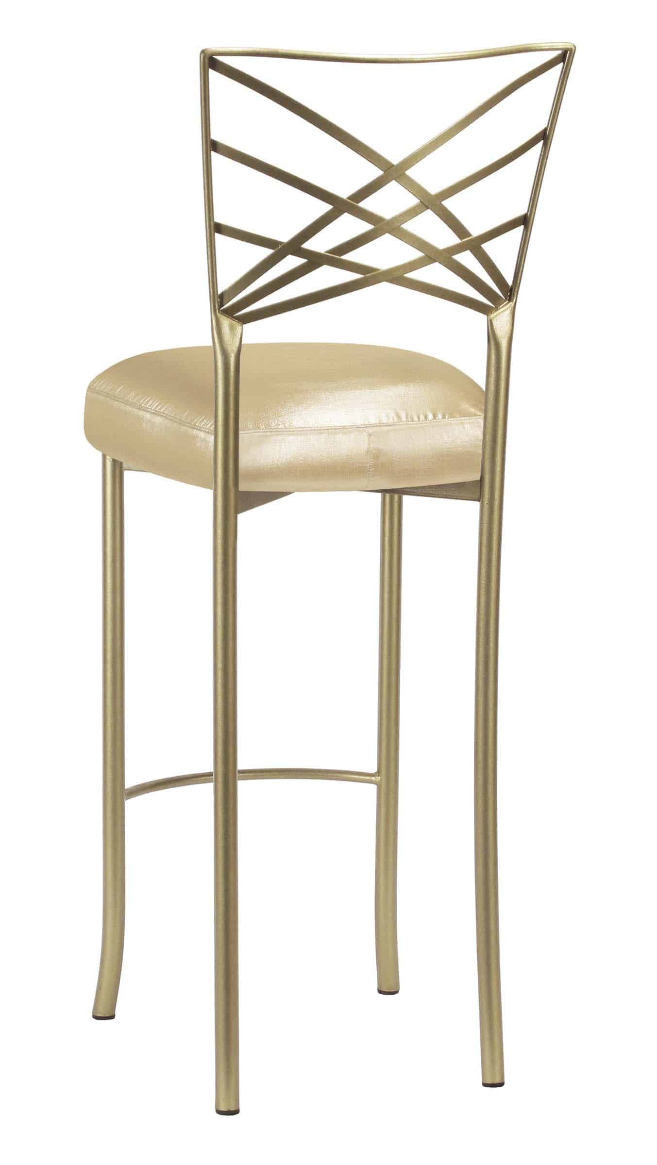 Gold Fanfare Barstool with Champagne Nu Silk Boxed Cushion – Chameleon Chair Collection | Rental Gold Fanfare Barstool with Champagne Nu Silk Boxed Cushion – Chameleon Chair Collection | Rental