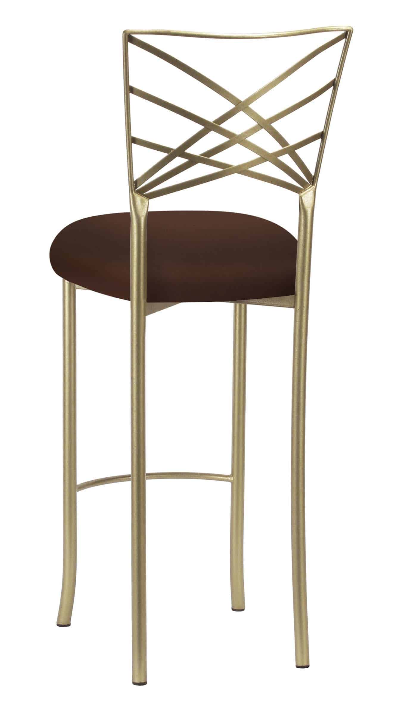 Gold Fanfare Barstool with Chocolate Stretch Knit Cushion – Chameleon Chair Collection | Rental Gold Fanfare Barstool with Chocolate Stretch Knit Cushion – Chameleon Chair Collection | Rental