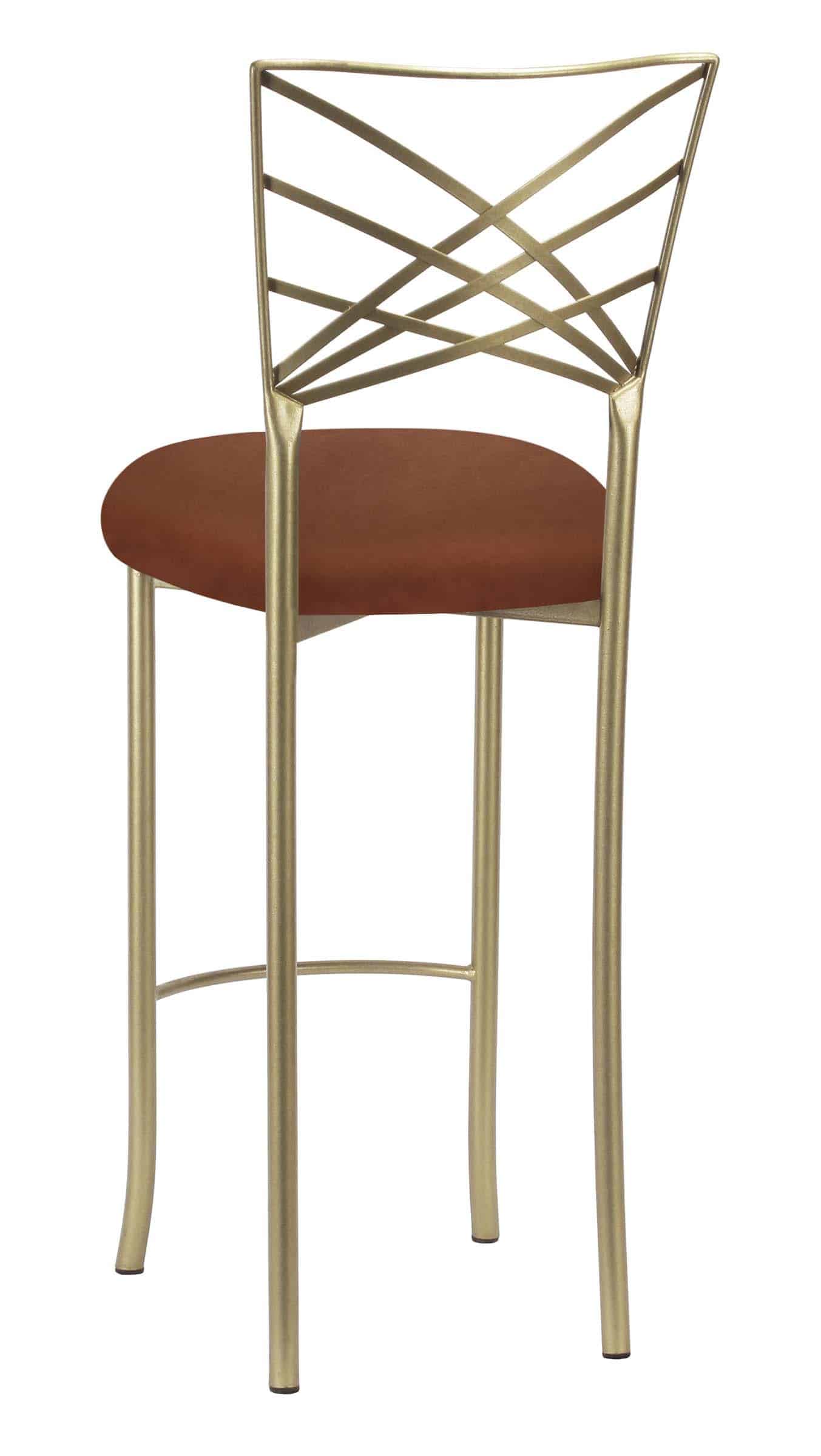 Gold Fanfare Barstool with Cognac Suede Cushion – Chameleon Chair Collection | Rental Gold Fanfare Barstool with Cognac Suede Cushion – Chameleon Chair Collection | Rental