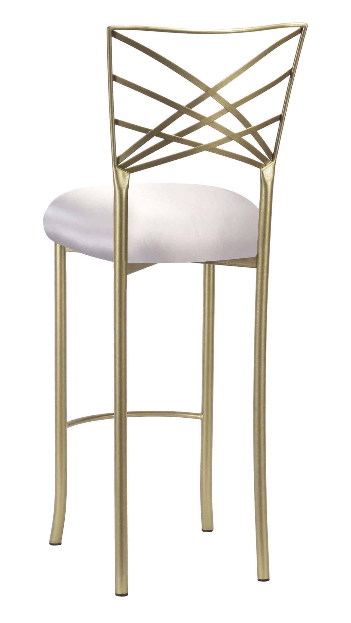 Gold Fanfare Barstool with Platinum Satin Cushion – Chameleon Chair Collection | Rental Gold Fanfare Barstool with Platinum Satin Cushion – Chameleon Chair Collection | Rental
