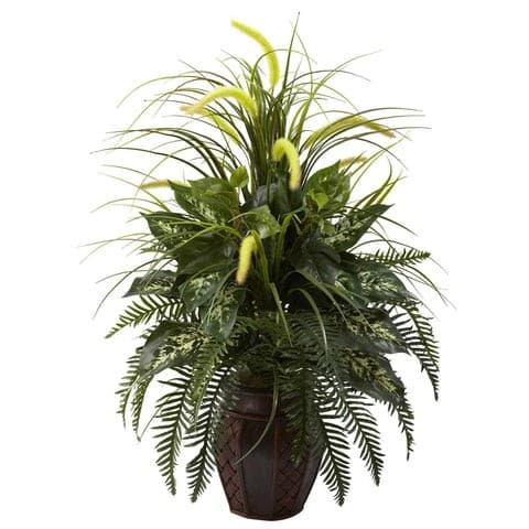 Mixed Greens & Cattails w/Planter | Rental Mixed Greens & Cattails w/Planter | Rental