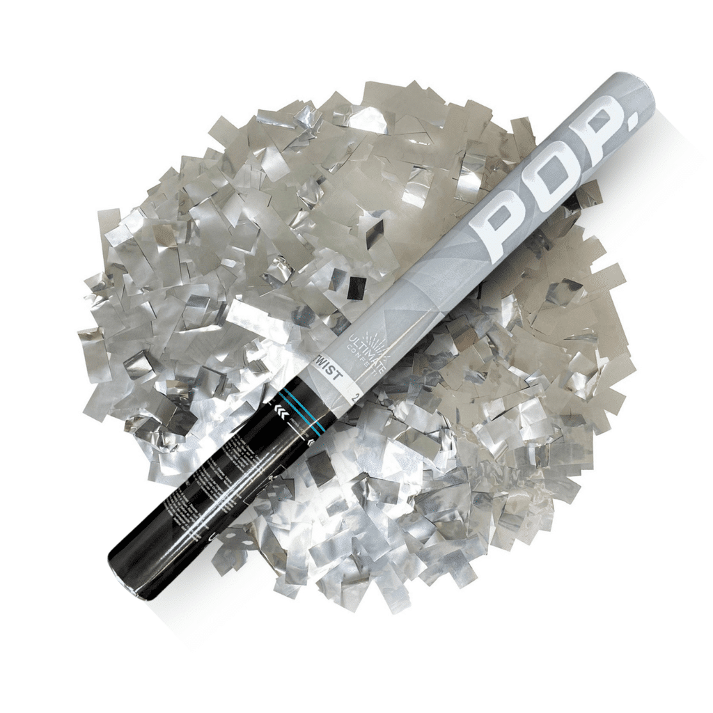 Silver Metallic – Handheld Confetti POP Cannon (24″) | Rental
