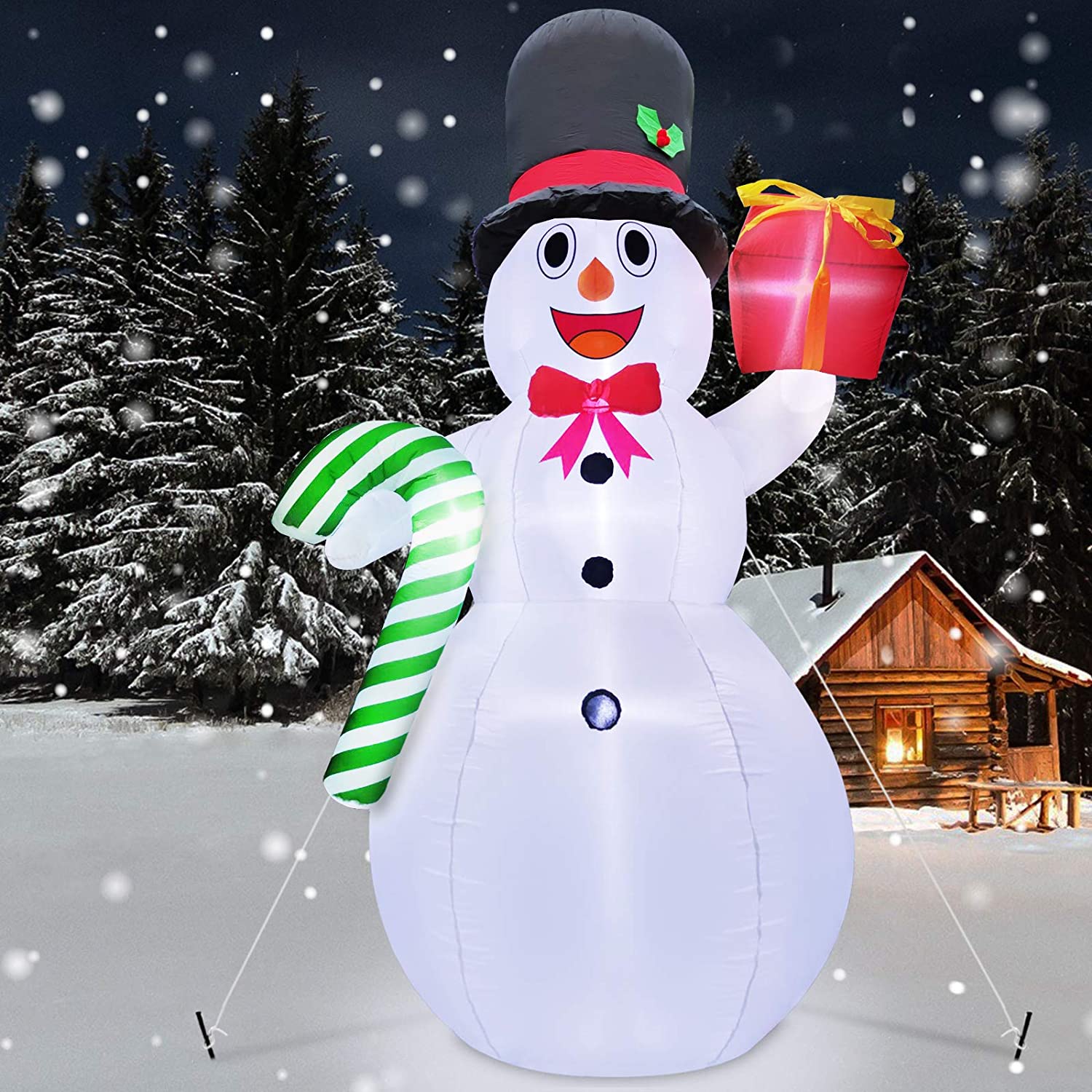 10 Feet Giant Christmas Inflatables Snowman Candy Cane Christmas Outdoor Decorations with LED Lights Stakes Tethers Holiday Christmas Inflatables Outdoor Decoration Blow Up Yard Decoration | Used – Purchase | Rental