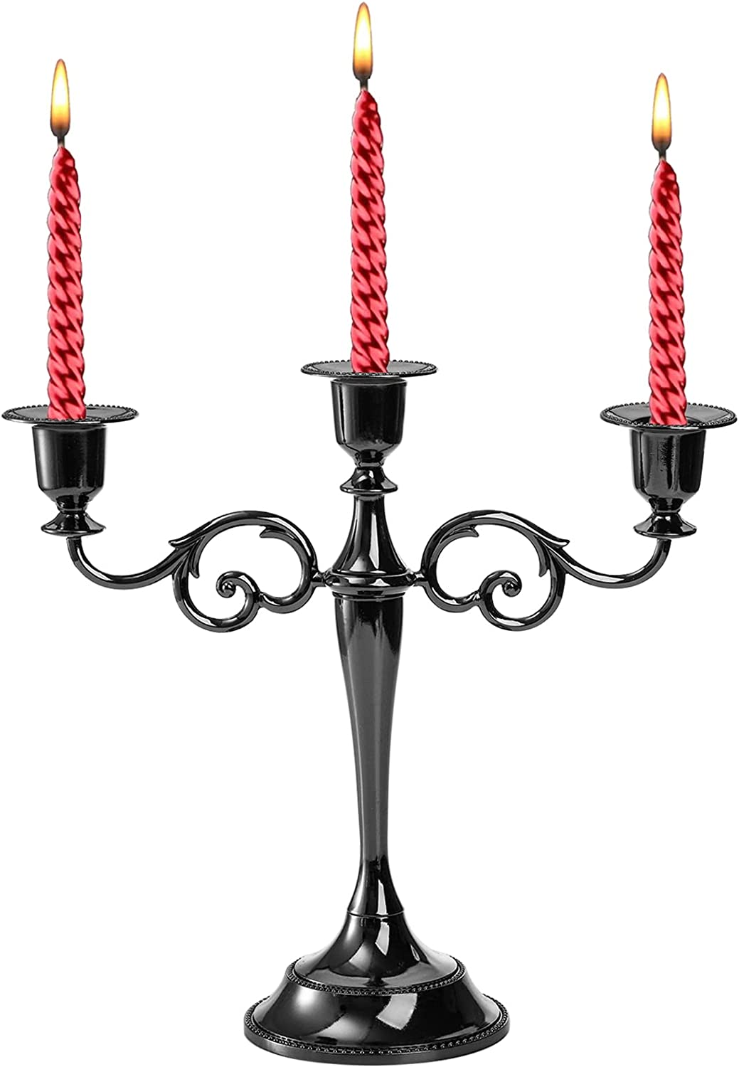 3 Arms Candelabra, 10.4 Inch Tall Black Candle Holder Gothic Candle Holders Candlestick Holder for 1 Inch Diameter Pillar Candles, Halloween Candelabra, Church | Rental 3 Arms Candelabra, 10.4 Inch Tall Black Candle Holder Gothic Candle Holders Candlestick Holder for 1 Inch Diameter Pillar Candles, Halloween Candelabra, Church | Rental