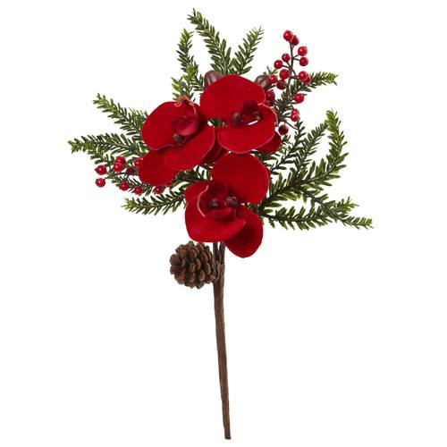 16” Phalaenopsis Orchid and Berry Artificial Flower | Rental