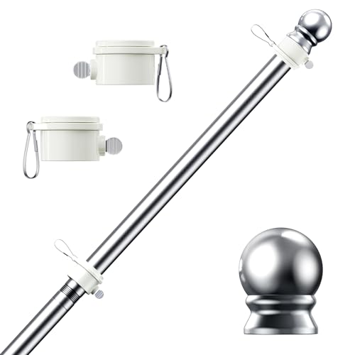 PHITRIC 6 FT Flag Pole for Kit, Tangle Free Spinning Weather Resistant Rustproof Stainless Steel Flagpole Suitable for 3×5 Heavy Garden Flag 1″ Dia Flag Pole for House, Wall-Mounte | Rental PHITRIC 6 FT Flag Pole for Kit, Tangle Free Spinning Weather Resistant Rustproof Stainless Steel Flagpole Suitable for 3×5 Heavy Garden Flag 1″ Dia Flag Pole for House, Wall-Mounte | Rental