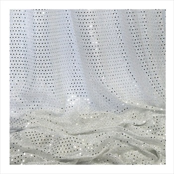 Decostar™ Silver Economy Sequin Knit Fabric – 10yds x 44″ wide | Rental Decostar™ Silver Economy Sequin Knit Fabric – 10yds x 44″ wide | Rental