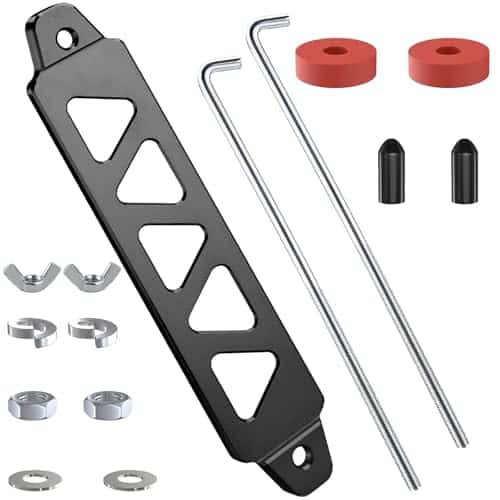 Battery Hold Down Kit, Aluminum Alloy Battery Tie Down Mount Bracket, Battery Hold Down Bracket with J Bolts, Universal 8.5″ Triangular Five-Hole Car Battery Holder Kit for Car, SU | Rental