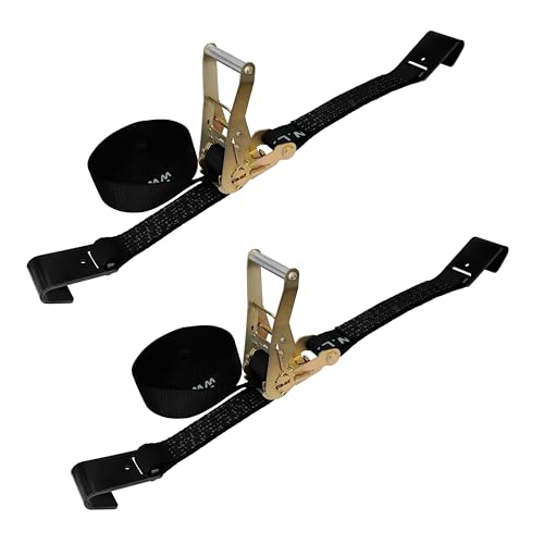 Mega Cargo Control 2” x 30’ Flat Hook Tie Down Ratchet Straps for Flatbed, Trucks, Trailers, Farming & Construction (Black, 2 Pack) | Rental