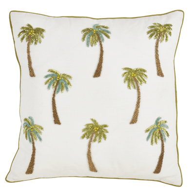 1740 – Beaded Palm Tree Pillow – Poly Filled | Rental