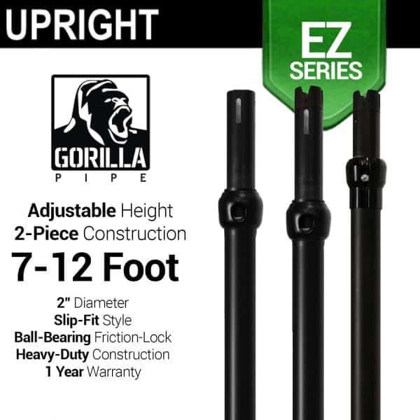 Black Anodized EZ Series – 2-Piece Adjustable Upright w/Slip-Lock (7ft-12ft) | Rental