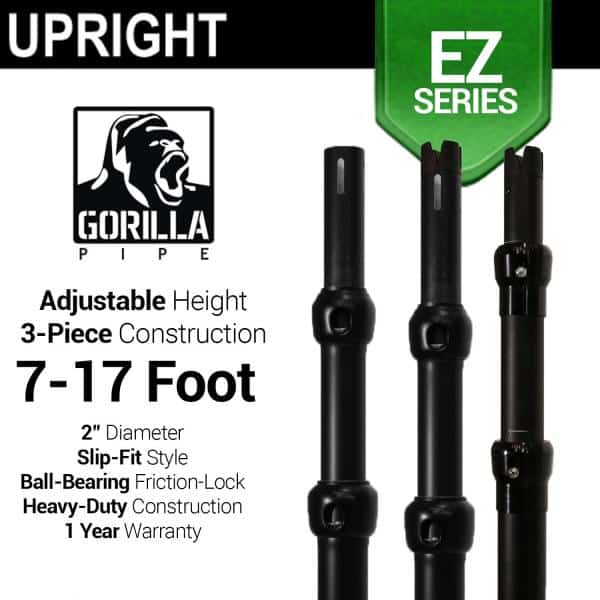 Black Anodized EZ Series – 3-Piece Adjustable Upright w/Slip-Lock (7ft-17ft) | Rental