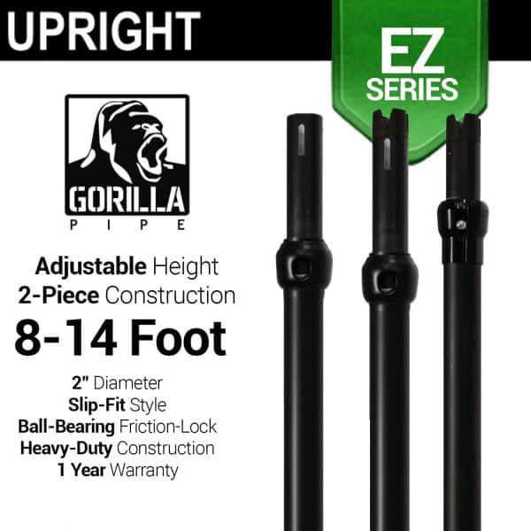 Black Anodized EZ Series – 2-Piece Adjustable Upright w/Slip-Lock (8ft-14ft) | Rental