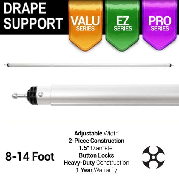 8-14ft Telescoping Drape Support w/ Button Stops at 10ft, 12ft w/ Versatop™ | Rental
