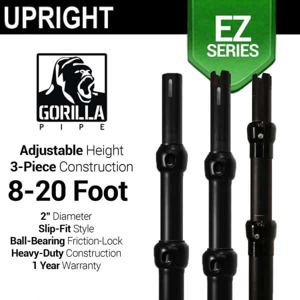 Black Anodized EZ Series – 3-Piece Adjustable Upright w/Slip-Lock (8ft-20ft) | Rental