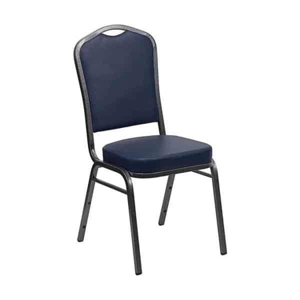 Axiom™ Crown Back Banquet Chair – Silver Vein Frame – Navy Vinyl | Rental Axiom™ Crown Back Banquet Chair – Silver Vein Frame – Navy Vinyl | Rental