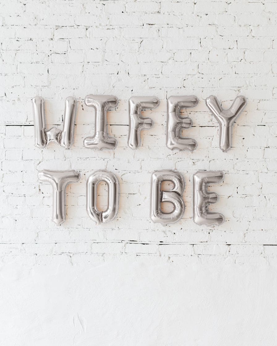 16in Silver WIFEY TO BE Foil Balloon Set | Rental