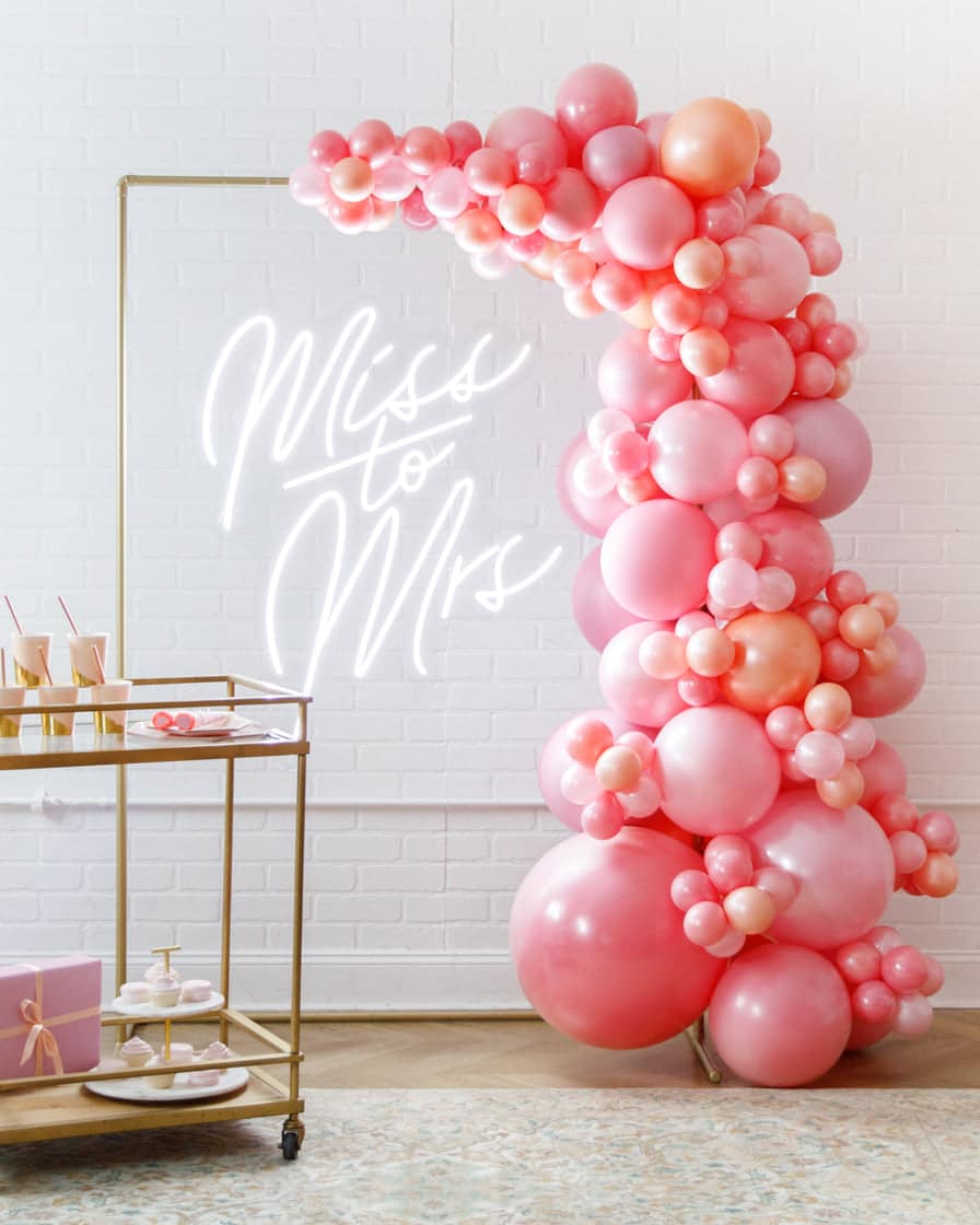 Rosé Bubbles – 4×6 Frame with Garland Install Piece and Neon Sign | Rental