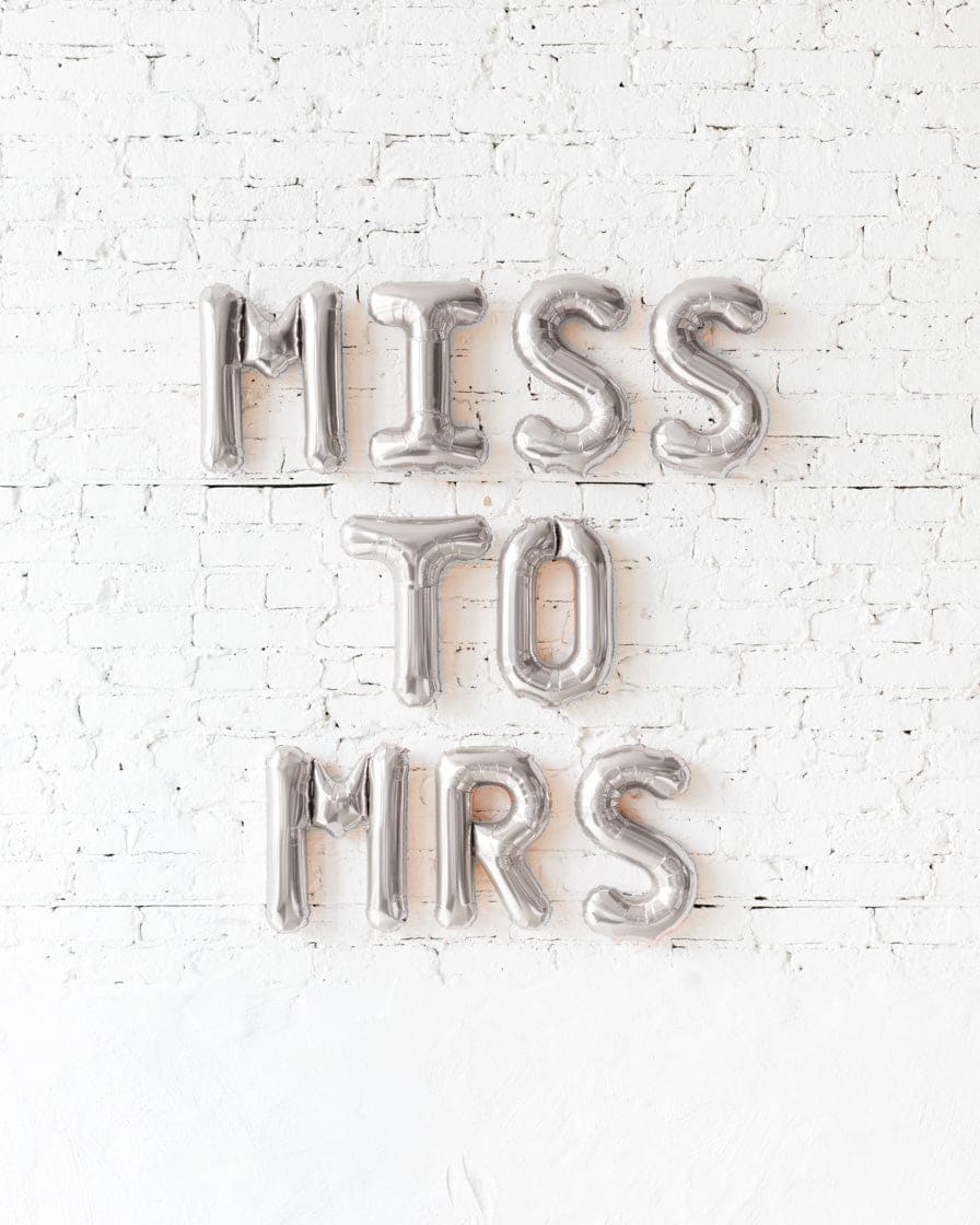 16in Silver MISS TO MRS Foil Balloon Set | Rental