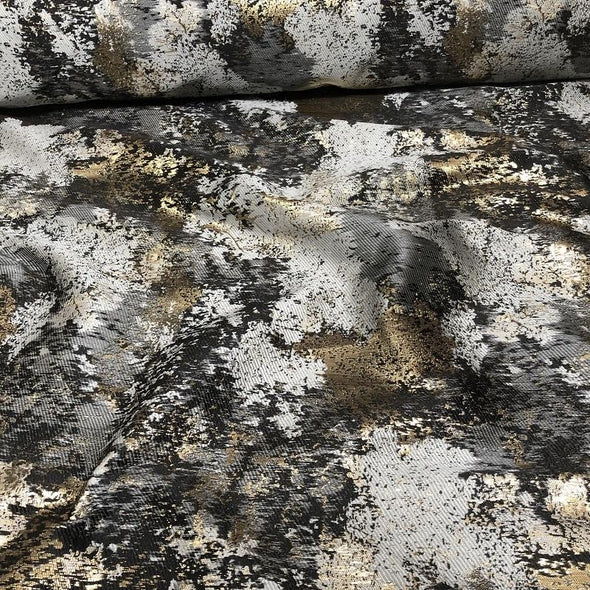 Cascade Jacquard Wholesale Fabric in  Black and Gold | Rental