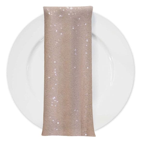 Glitz Sequins (w/ Poly Lining) Table Napkin in Blush Transparent | Rental Glitz Sequins (w/ Poly Lining) Table Napkin in Blush Transparent | Rental