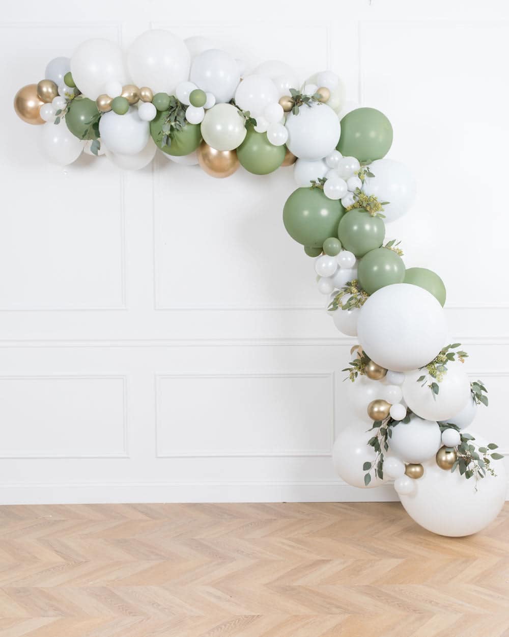 Gilded – Balloon Garland Install Piece with Greenery – 12ft | Rental Gilded – Balloon Garland Install Piece with Greenery – 12ft | Rental