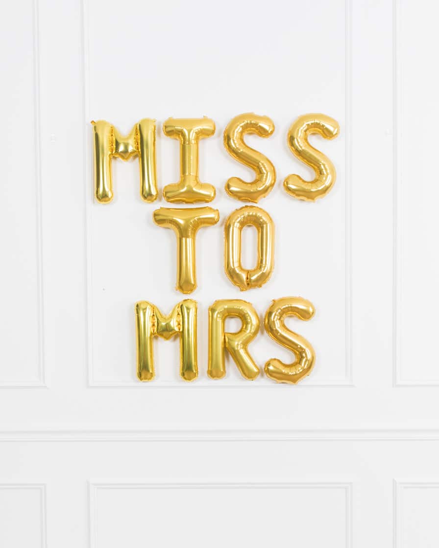 16in Gold MISS TO MRS Foil Balloon Set | Rental
