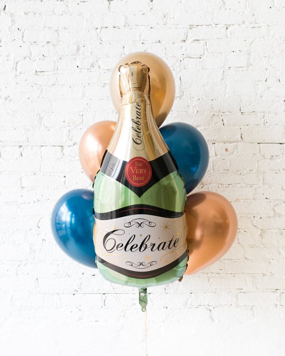 GIFT-Gold, Navy and Copper Palette Champagne Bottle Foil and 11in Balloons – bouquet of 7 | Purchase GIFT-Gold, Navy and Copper Palette Champagne Bottle Foil and 11in Balloons – bouquet of 7 | Purchase