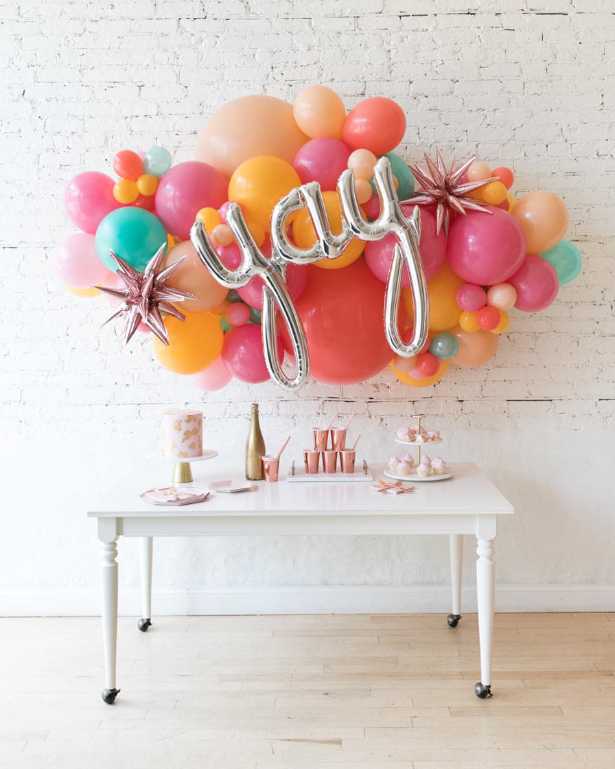 Colorful Bloom – Yay Script Backdrop Balloon Garland Install Piece – 6ft | Rental Colorful Bloom – Yay Script Backdrop Balloon Garland Install Piece – 6ft | Rental