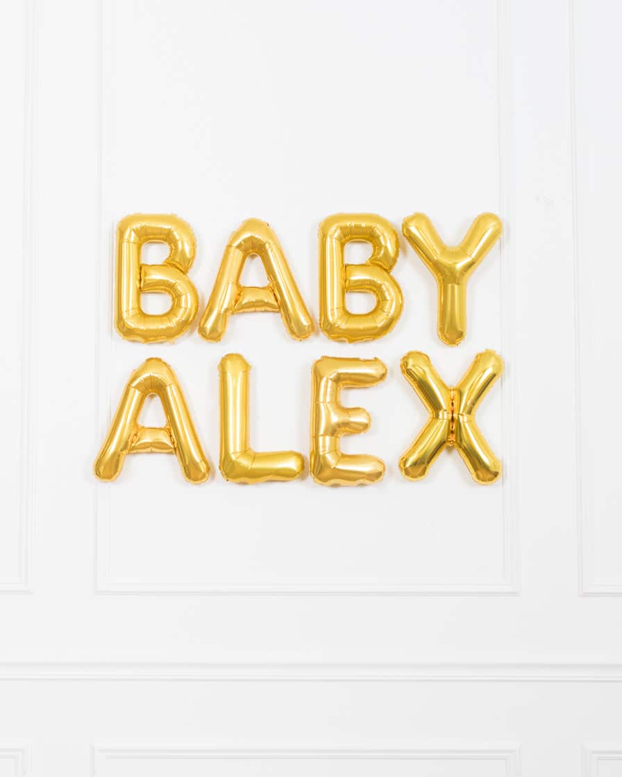 Office Baby Shower – 16in BABY NAME Foil Balloon Set | Rental Office Baby Shower – 16in BABY NAME Foil Balloon Set | Rental
