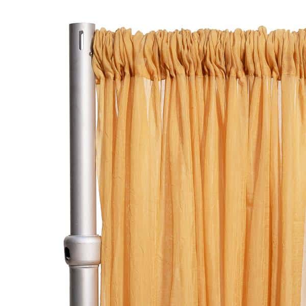 *FR* Crushed Sheer Voile Curtain Panel by Eastern Mills w/ 4″ Pockets – 10ft Wide – Gold | Rental