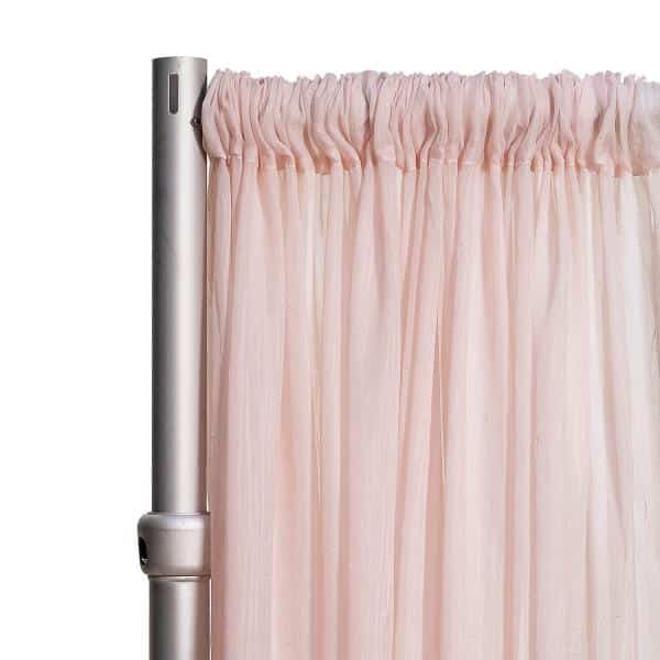 *FR* Crushed Sheer Voile Curtain Panel by Eastern Mills w/ 4″ Pockets – 10ft Wide – Soft Pink/Blush | Rental
