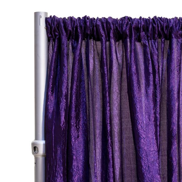 *FR* Crushed Taffeta Drape Panel by Eastern Mills 9 1/2 FT Wide w/ 4″ Sewn Rod Pocket – Dark Purple | Rental