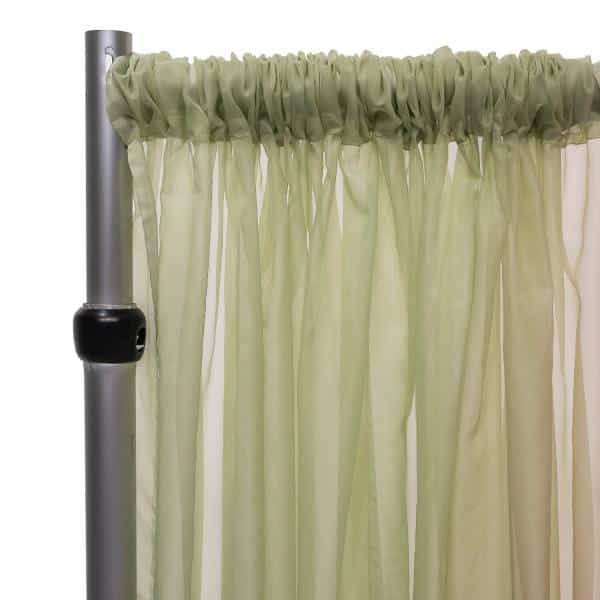 *FR* 10ft Wide Sheer Voile Curtain Panel by Eastern Mills w/ 4″ Pockets – Fog Green | Rental