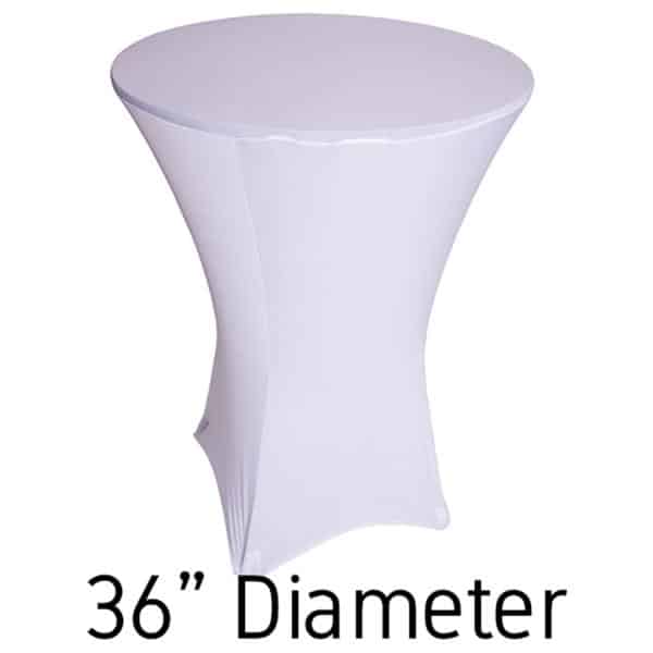 200 GSM Grade A Quality Spandex Hi-Boy Table Cover – White – Cocktail Table – 36″ Diameter | Rental