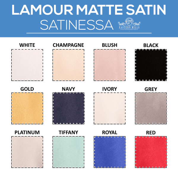 14FT – *FR* Lamour Matte Satin “Satinessa” w/ 4″ Rod Pocket – 118″ Wide – Many Color Options | Rental
