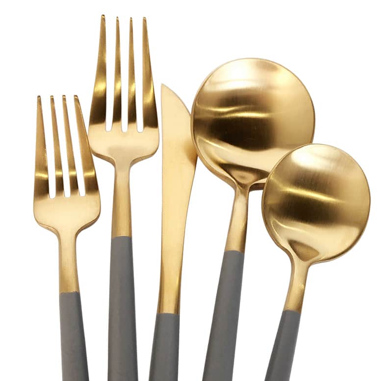 Luna Modero Flatware/Cutlery in Gold/Grey | Rental