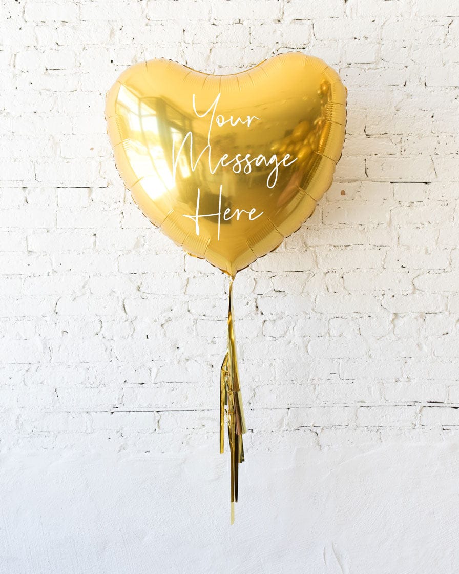 Golden – 36in Heart Foil Balloon with Half-Tassel | Rental