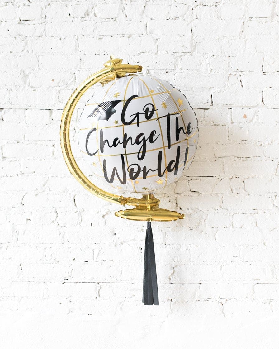23in Go Change the World Globe Foil Balloon and Black Skirt | Rental