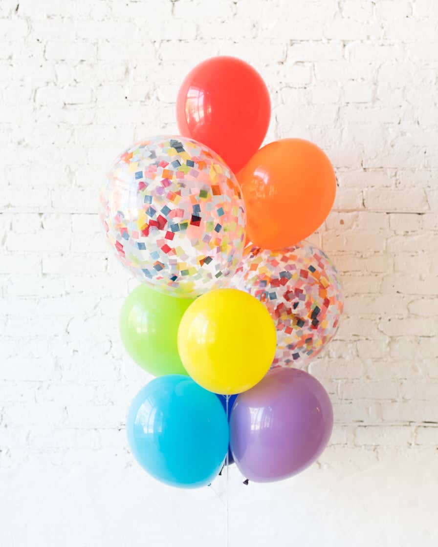 GIFT- Rainbow Palette Confetti and 11in Balloons – bouquet of 10 | Rental GIFT- Rainbow Palette Confetti and 11in Balloons – bouquet of 10 | Rental
