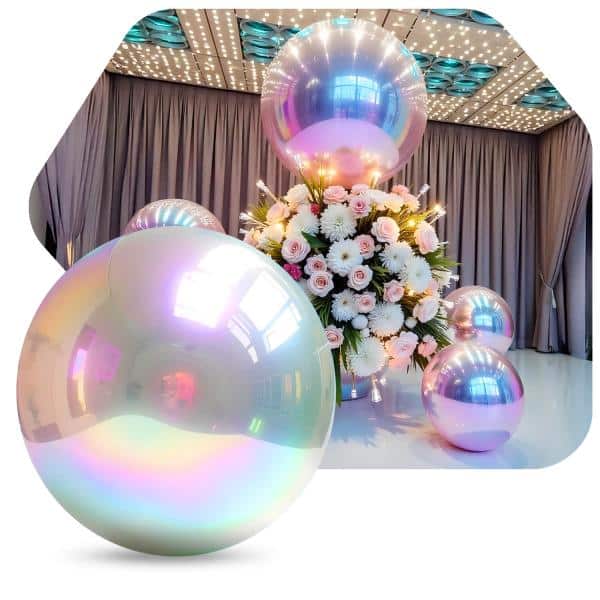 Iridescent Giant Inflatable Mirror Ball Sphere – Maxorb™ Reflective Ceiling Event Decor – Commercial Installation Sizes | Rental Iridescent Giant Inflatable Mirror Ball Sphere – Maxorb™ Reflective Ceiling Event Decor – Commercial Installation Sizes | Rental