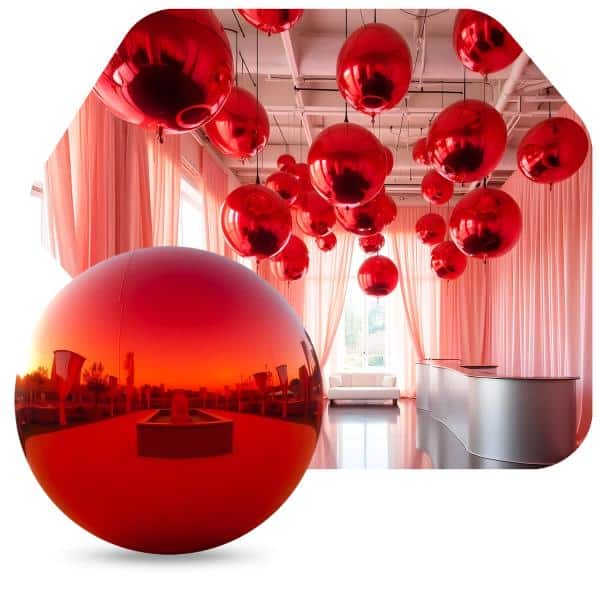 Red Giant Inflatable Mirror Ball Sphere – Maxorb™ Reflective Ceiling Event Decor – Commercial Installation Sizes | Rental Red Giant Inflatable Mirror Ball Sphere – Maxorb™ Reflective Ceiling Event Decor – Commercial Installation Sizes | Rental