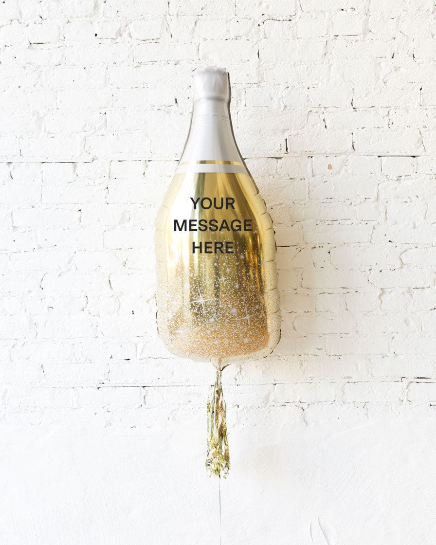 Gold Champagne Bottle Foil Balloon with Gold Skirt | Purchase Gold Champagne Bottle Foil Balloon with Gold Skirt | Purchase